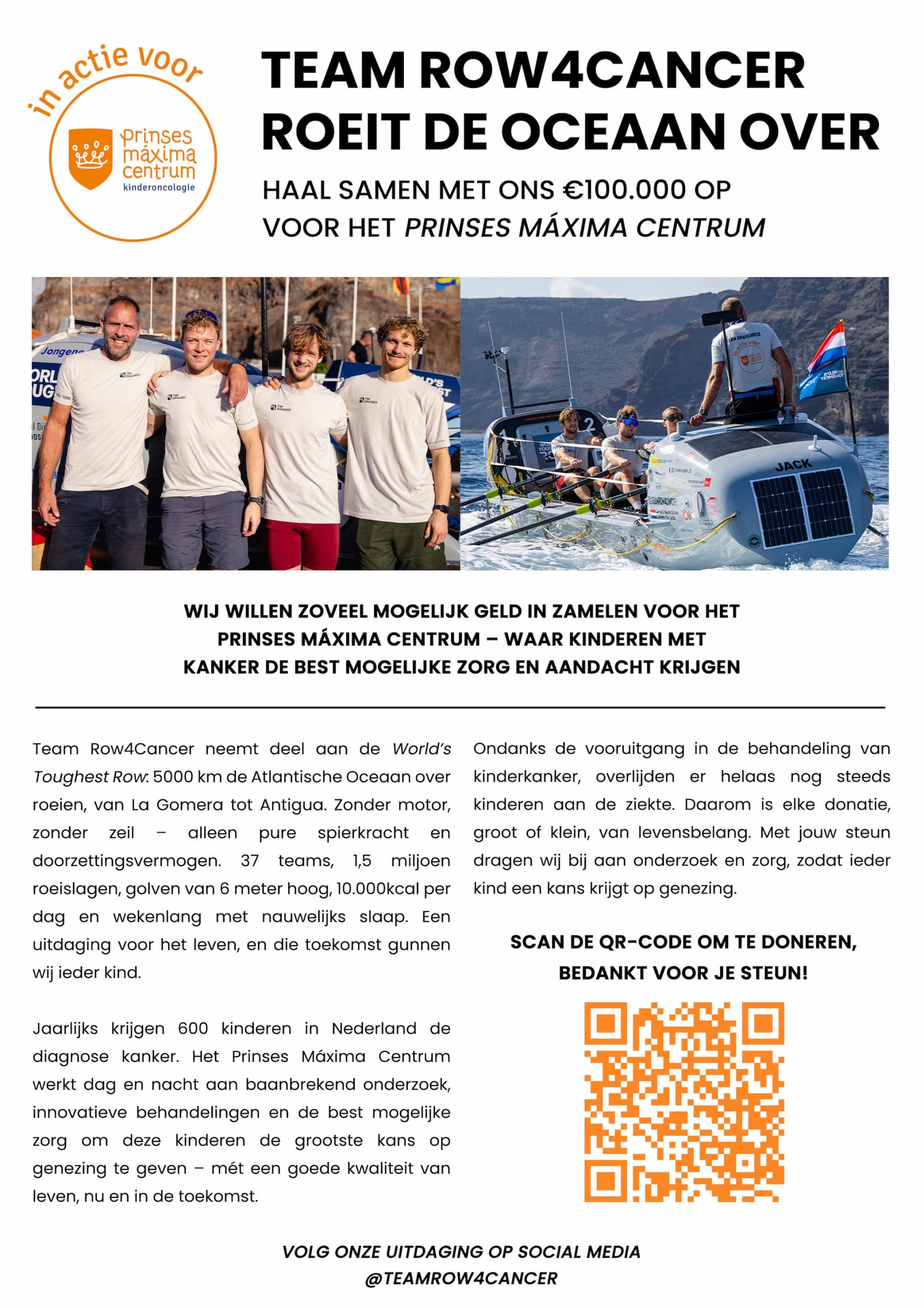 Row4Cancer-DonatieFlyer Prinses Maxima Centrum